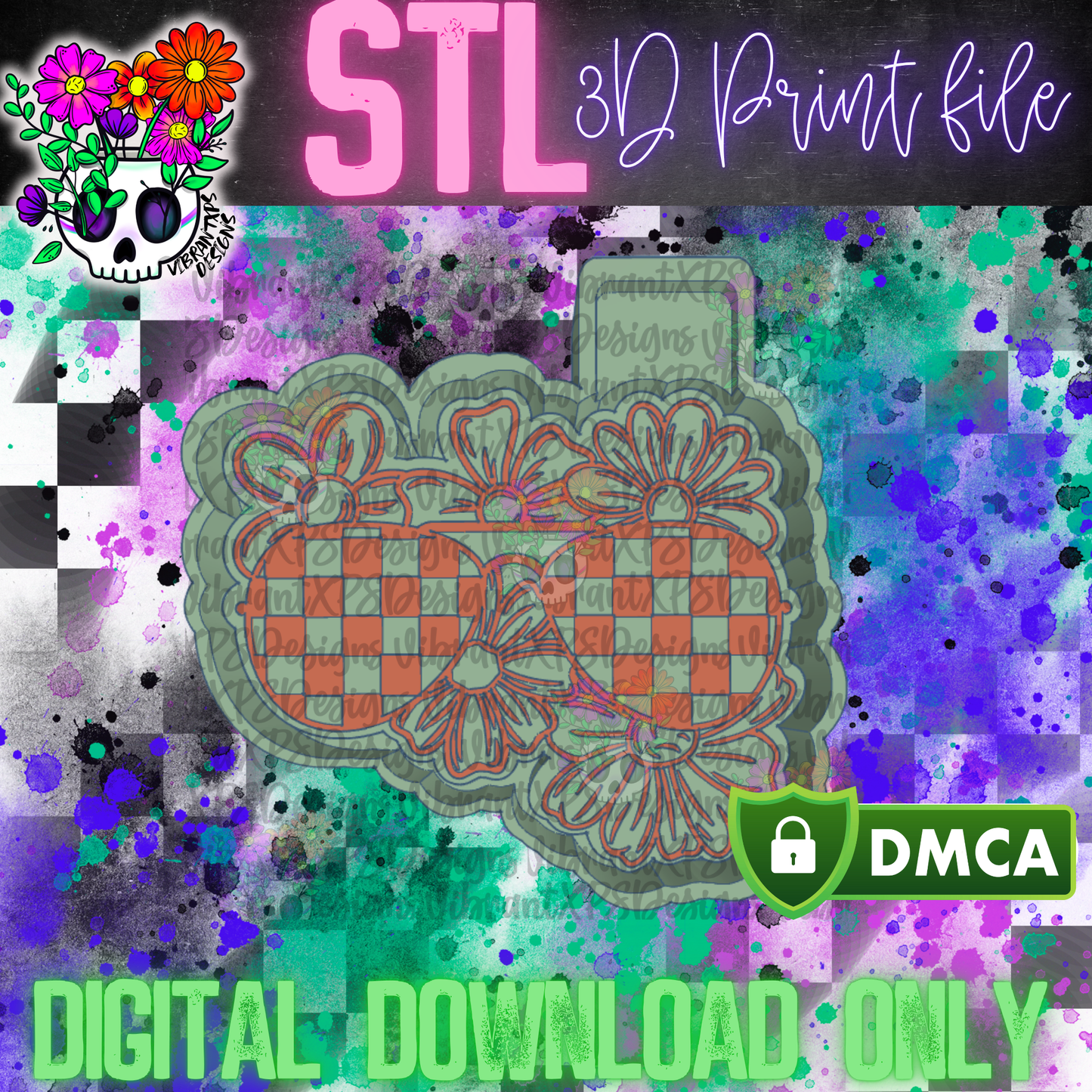 Floral Checkered Shades Mold Maker STL File