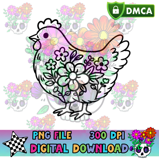 Floral Chicken - PNG
