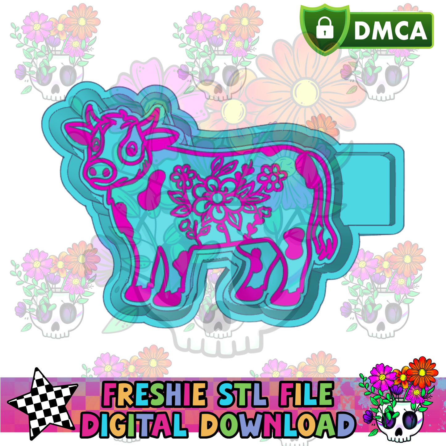 Floral Cow STL File