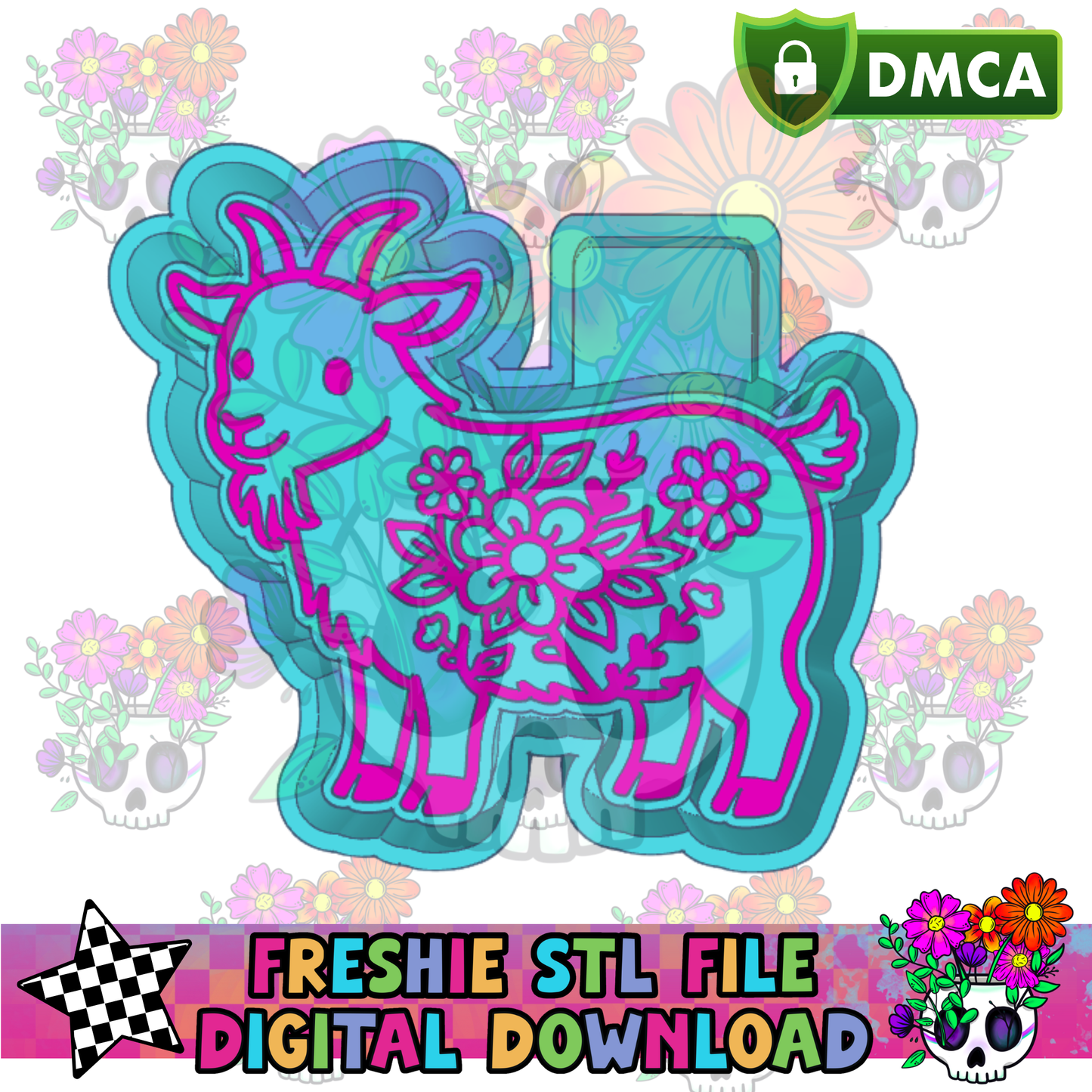 Floral Goat STL File