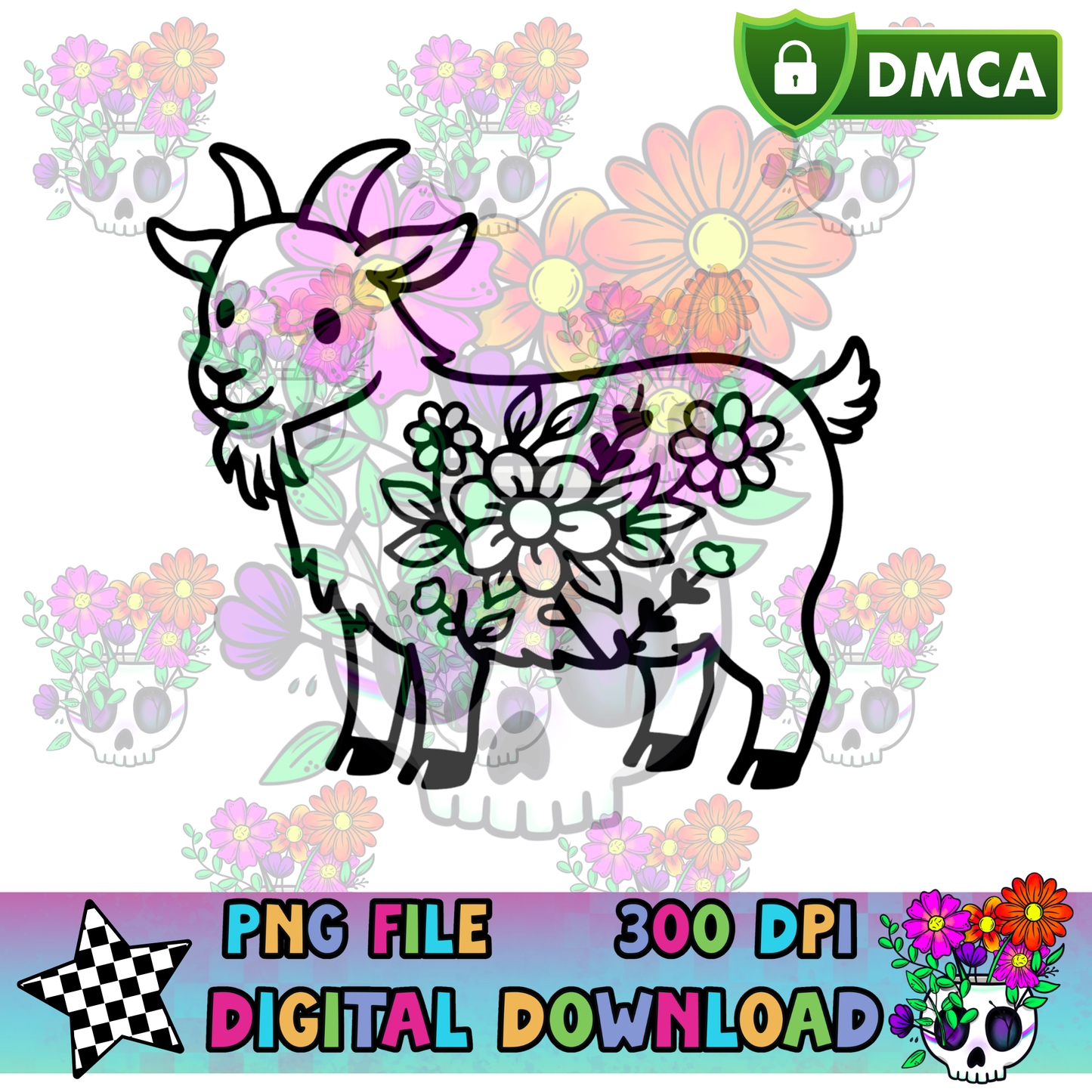 Floral Goat - PNG