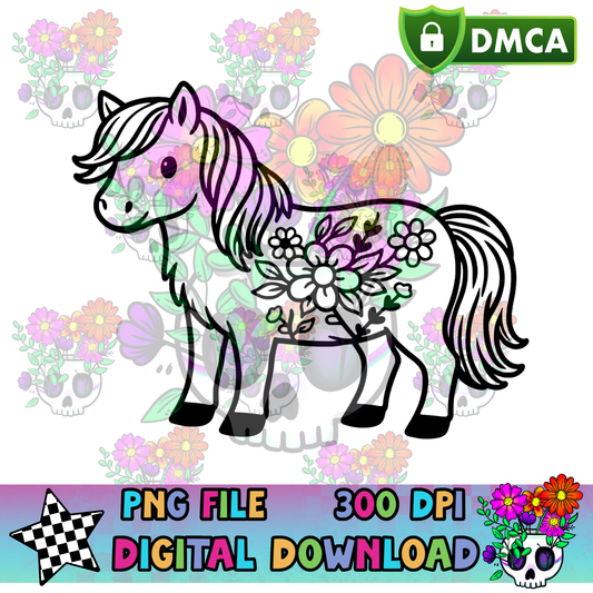 Floral Horse - PNG