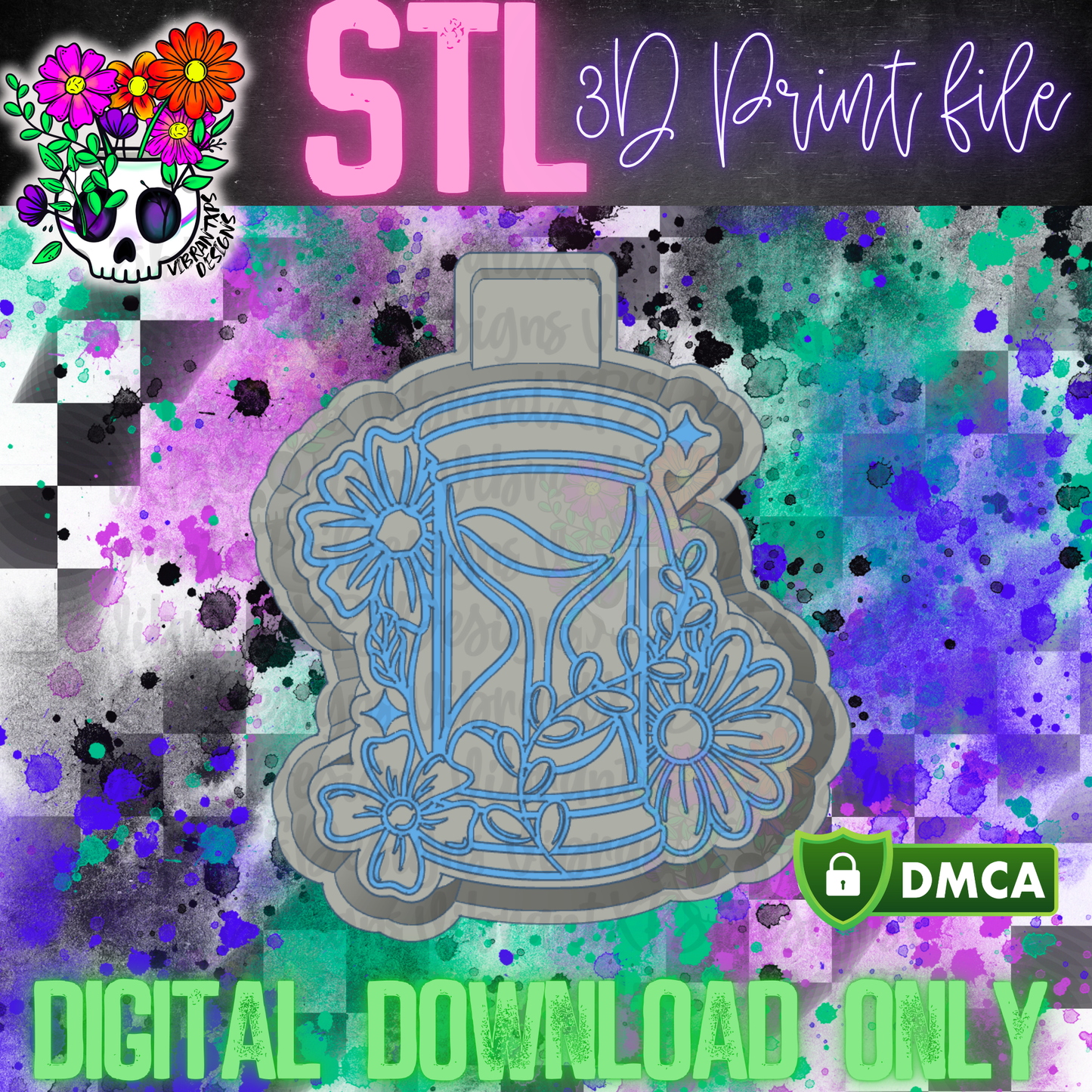 Floral Hourglass Mold Maker STL File