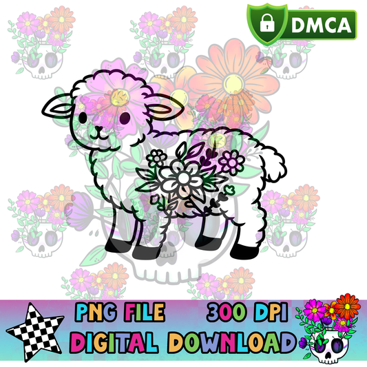 Floral Lamb - PNG