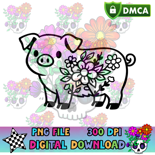 Floral Pig - PNG