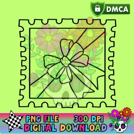 Postage Stamp Bow - PNG