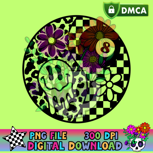 Drippy Happy 8 Ball Daisy Circle - PNG