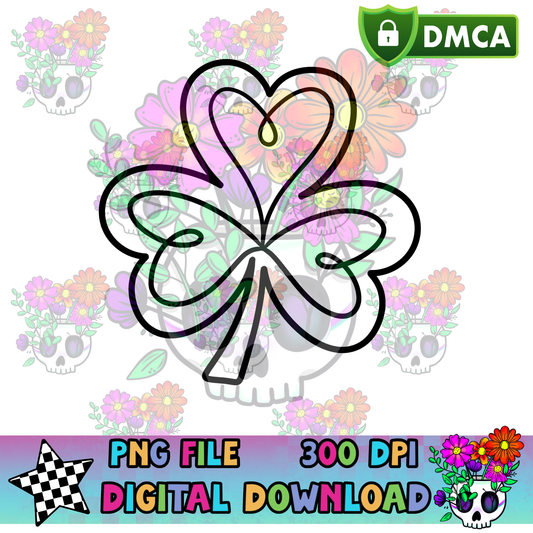 Heart Outlined Clover - PNG