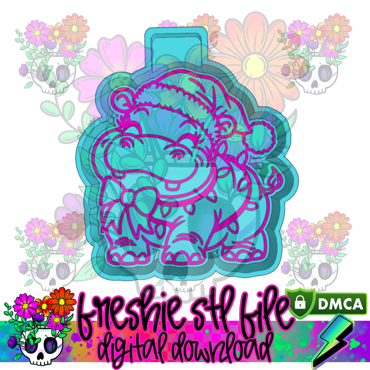 Hippopotamus For Christmas Mold Maker STL File
