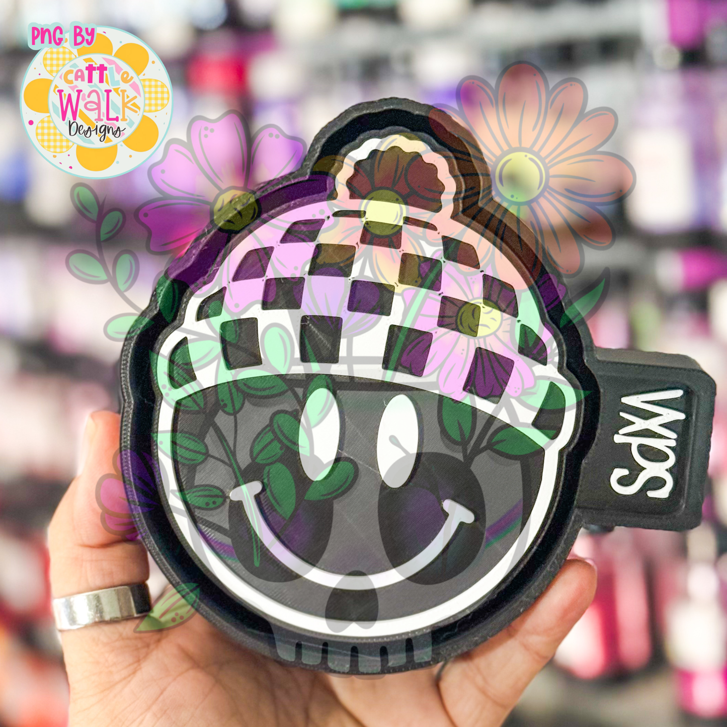 Checkered Beanie Happy - Freshie Mold