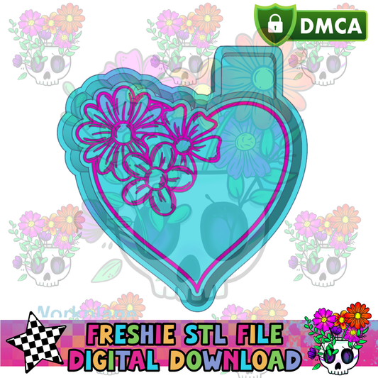Heart with Flowers Mold Maker STL File