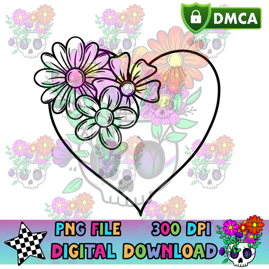 Heart with Flowers - PNG