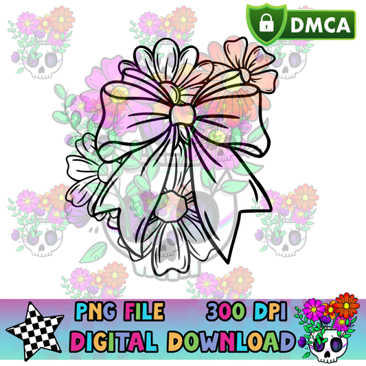 Bow with Flowers - PNG