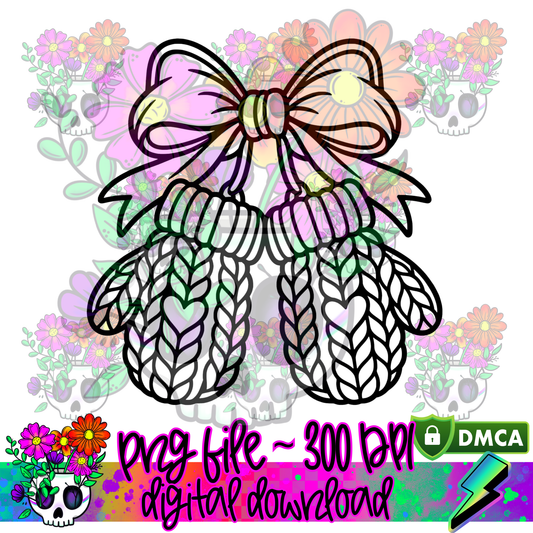 Knitted Bow Mittens - PNG