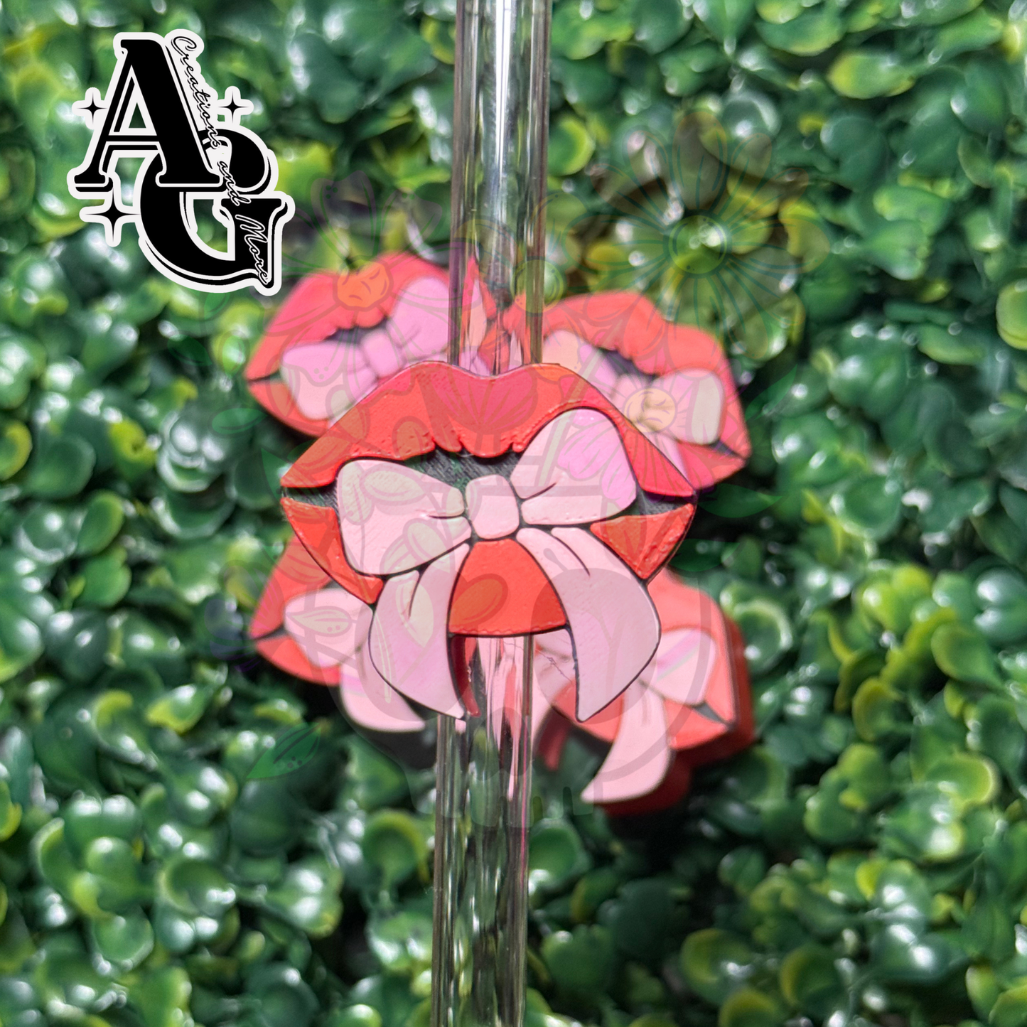 Lips Bow Straw Topper