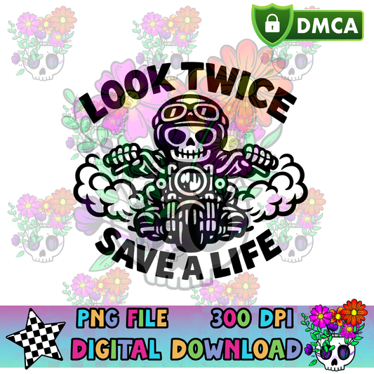 Look Twice Save a Life Motorcycle - PNG