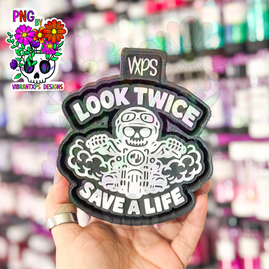 Look Twice Save a Life Motorcycle - Freshie Mold