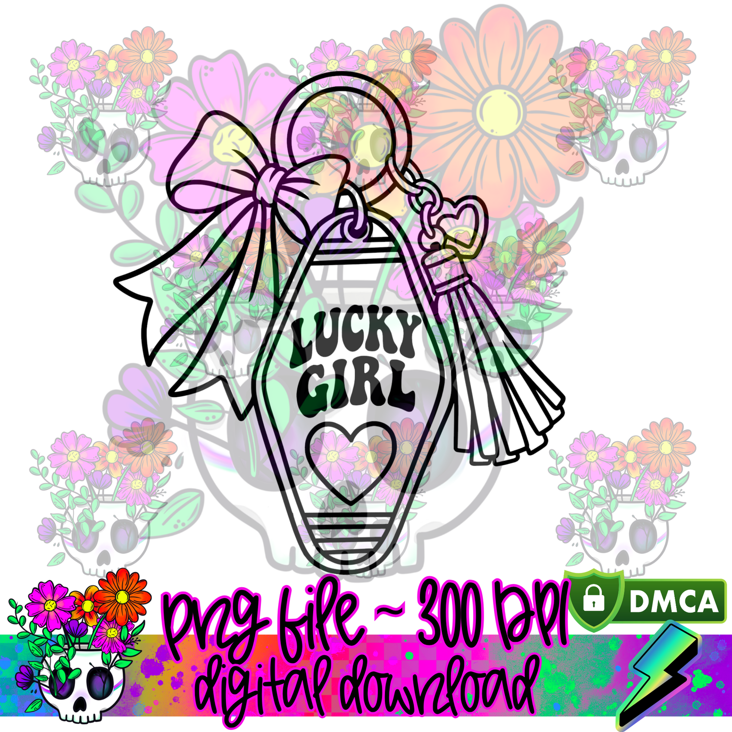 Lucky Girl Keychain - PNG