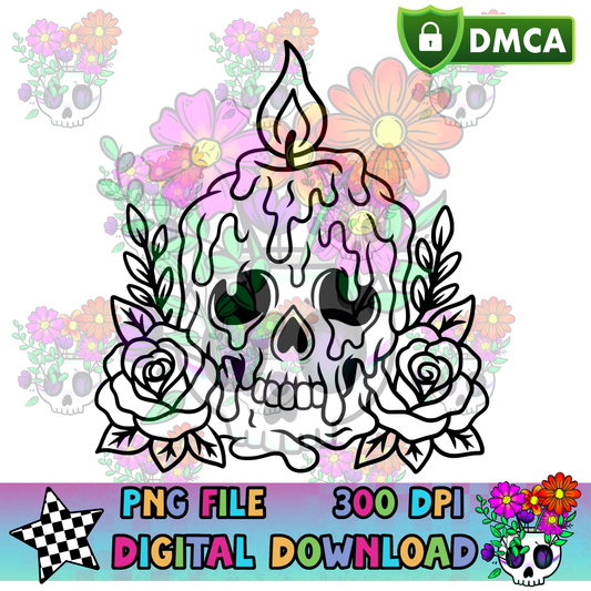 Melting Skull Candle - PNG
