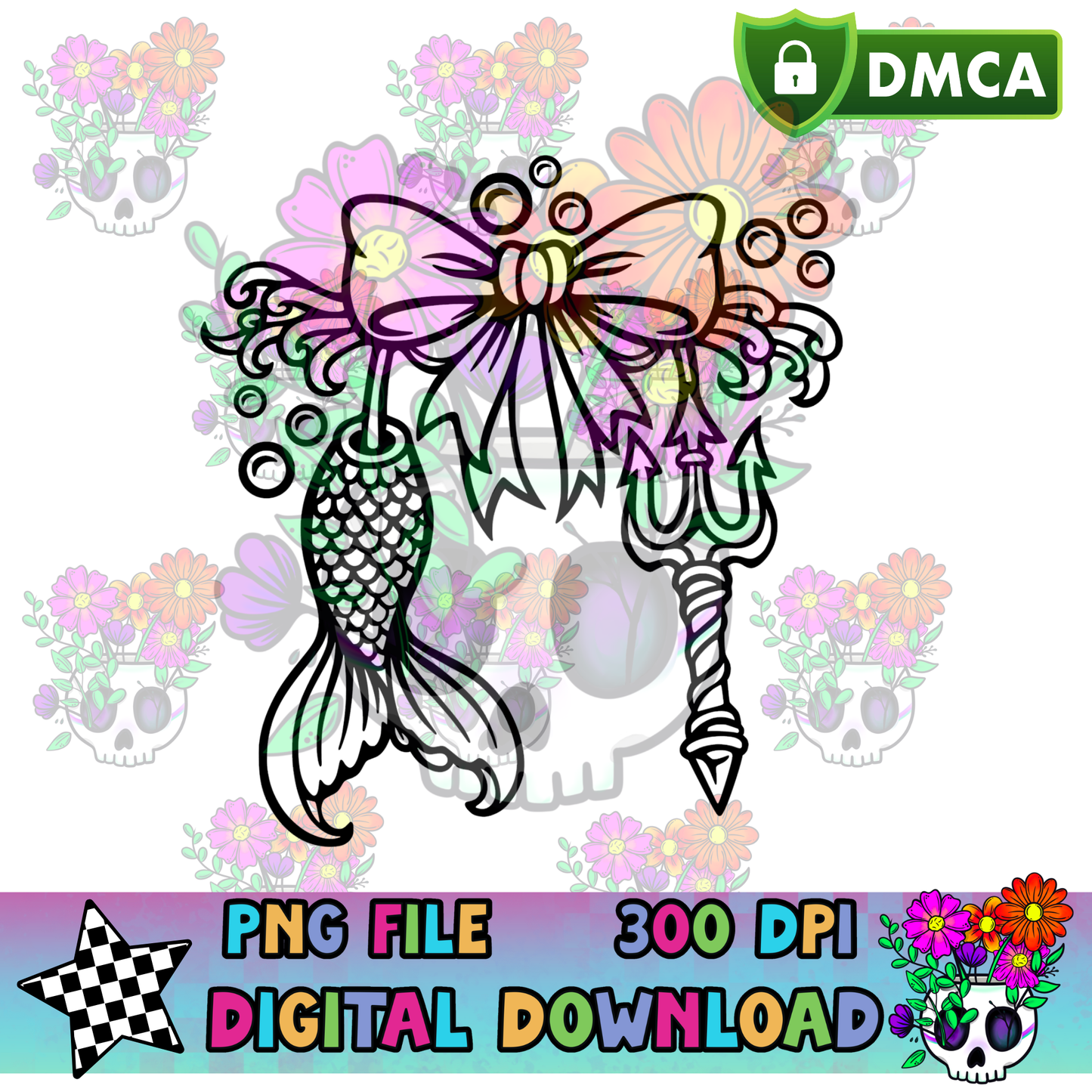 Mermaid Bow Cherries - PNG