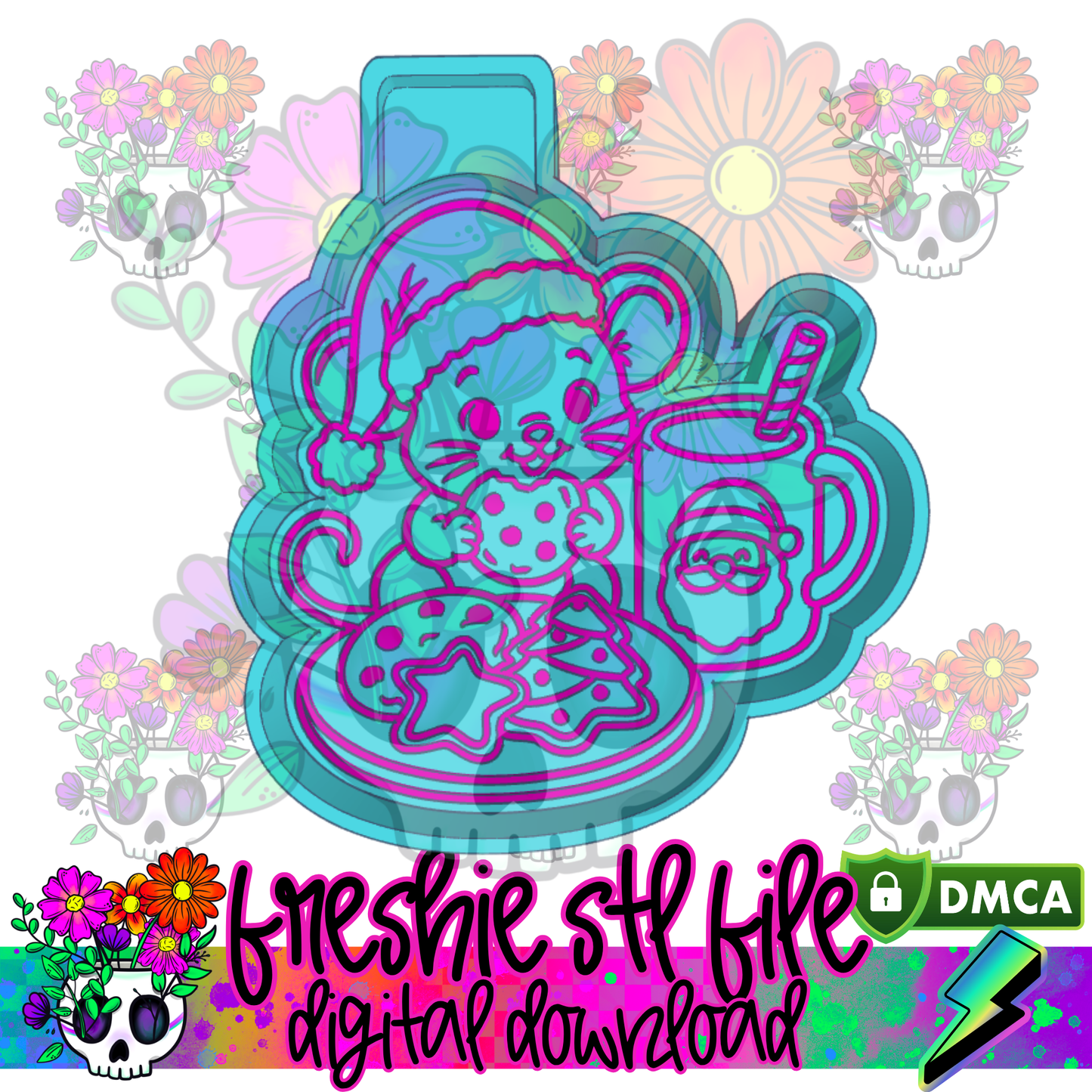 Mouse Santa's Cookies Mold Maker STL File