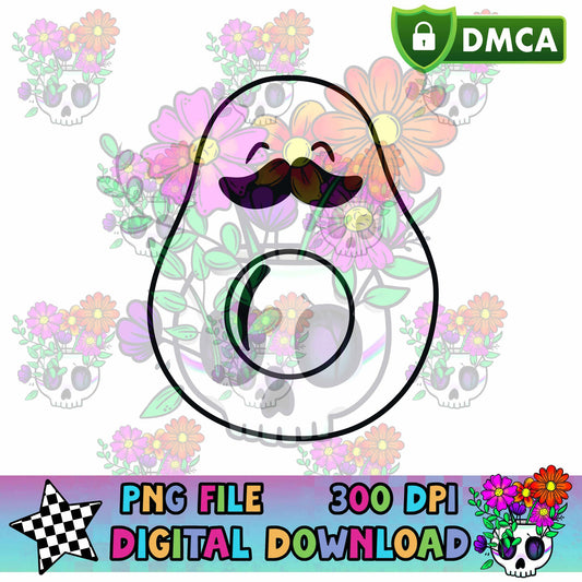 Mustache Avacado - PNG