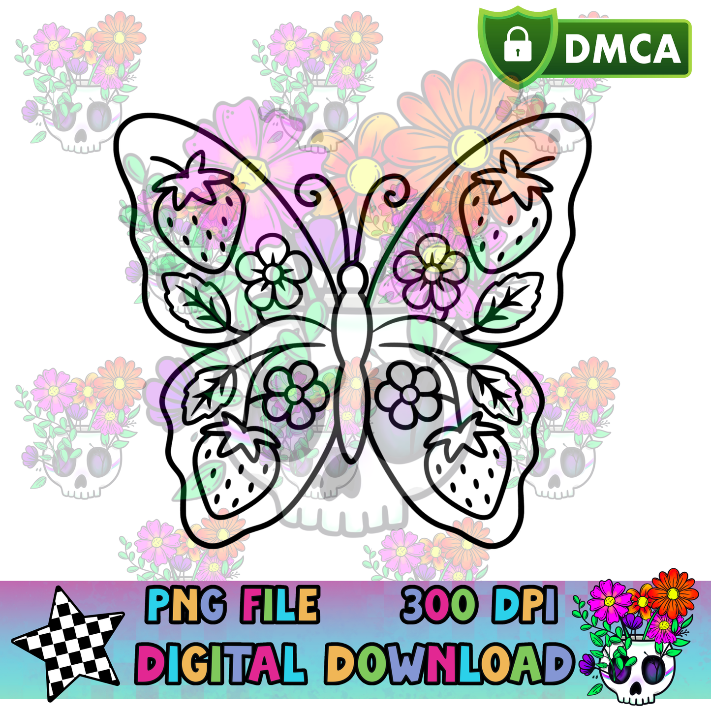 Strawberry Butterfly - PNG