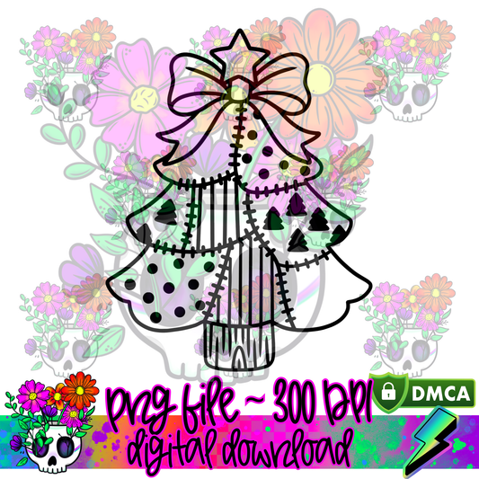 Patchwork Christmas Tree - PNG