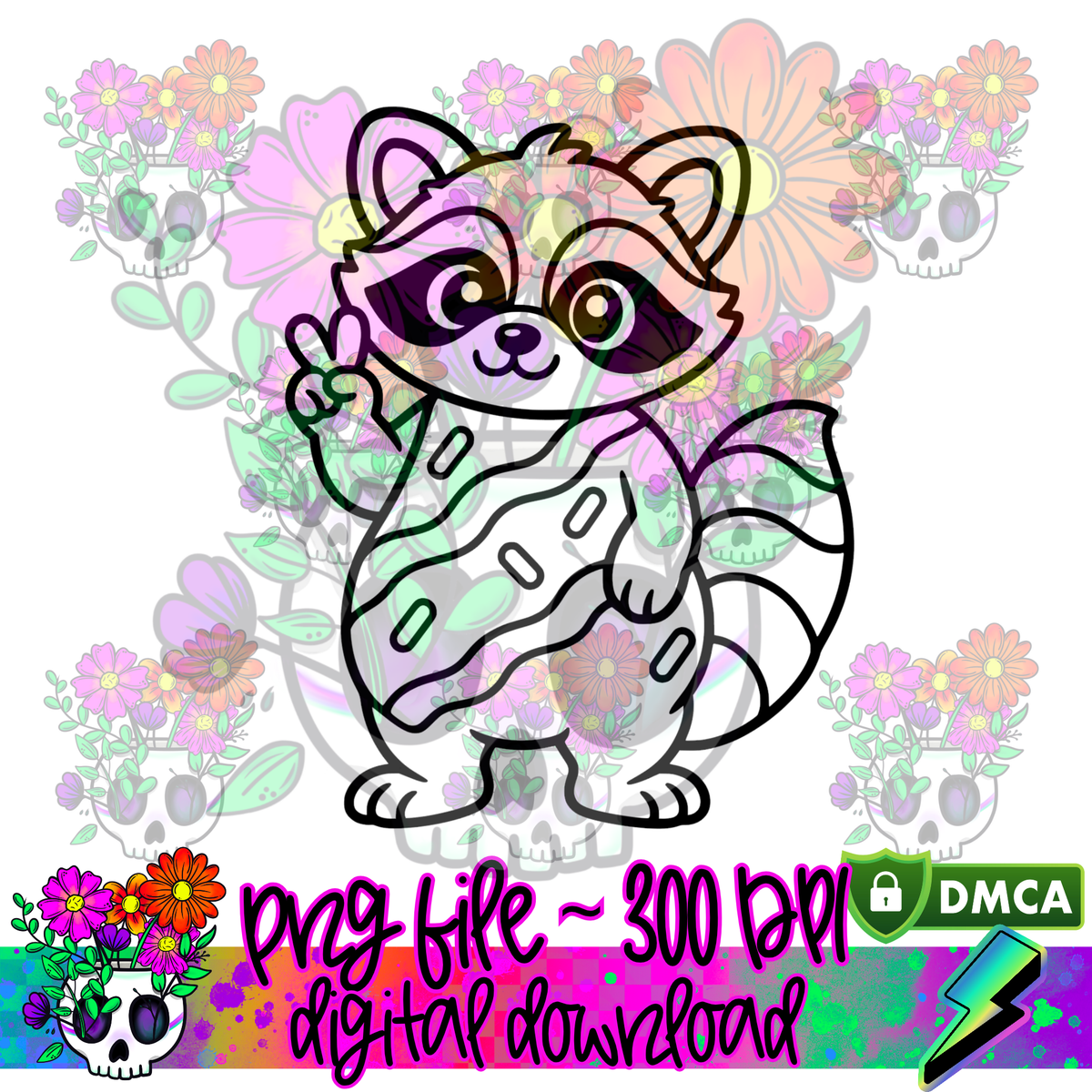 Peace Out Raccoon Tree Cake - PNG