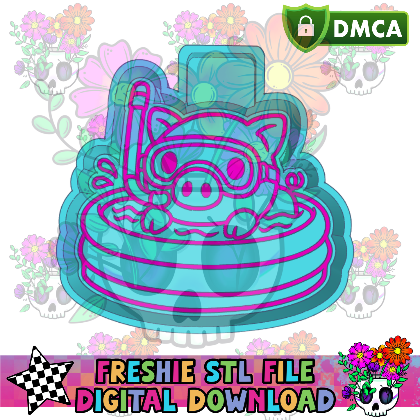 Piggie in Pool Mold Maker STL File