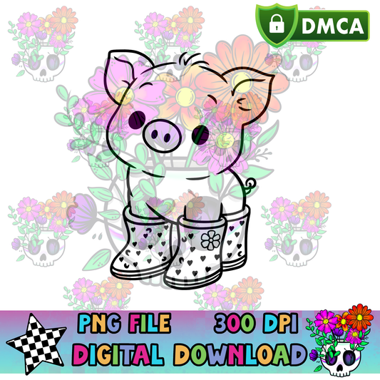Piggie in Rainboots - PNG