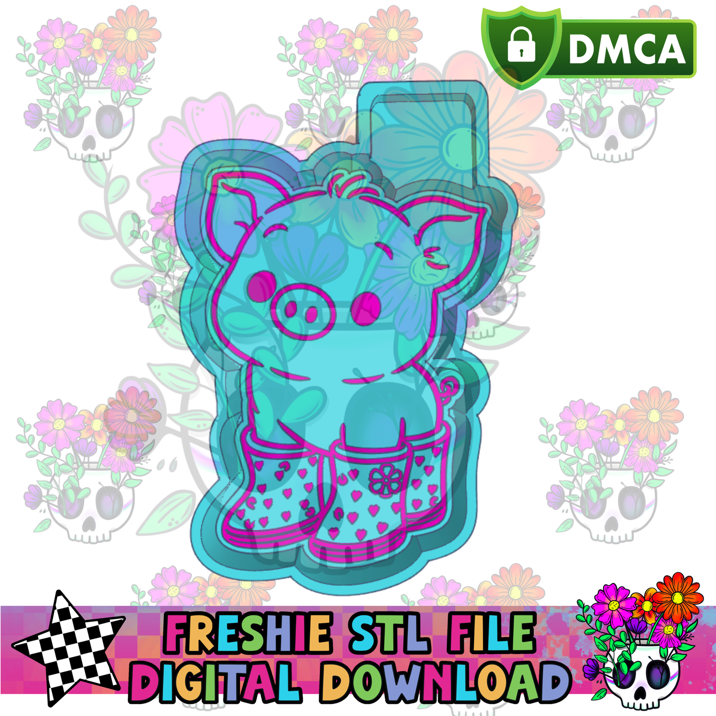 Piggie in Rainboots Mold Maker STL File