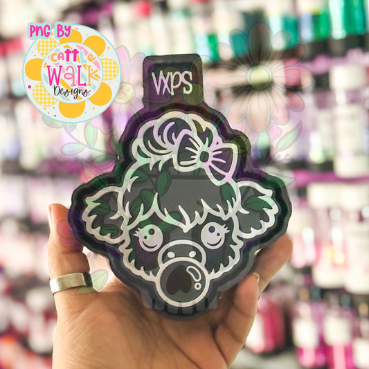 Pigtail Cow Blowing Bubble - Freshie Mold
