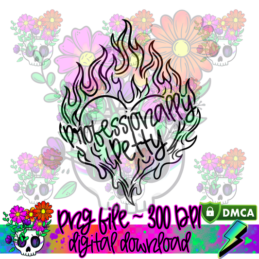 Professionally Petty Flaming Heart - PNG
