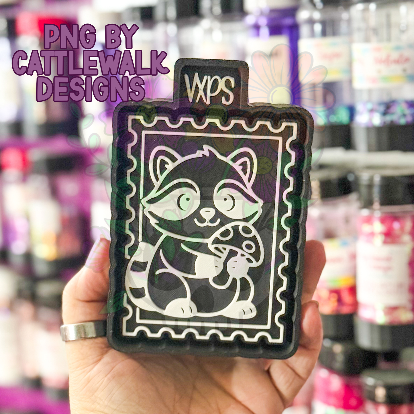 Raccoon Mushroom Stamp - Freshie Mold