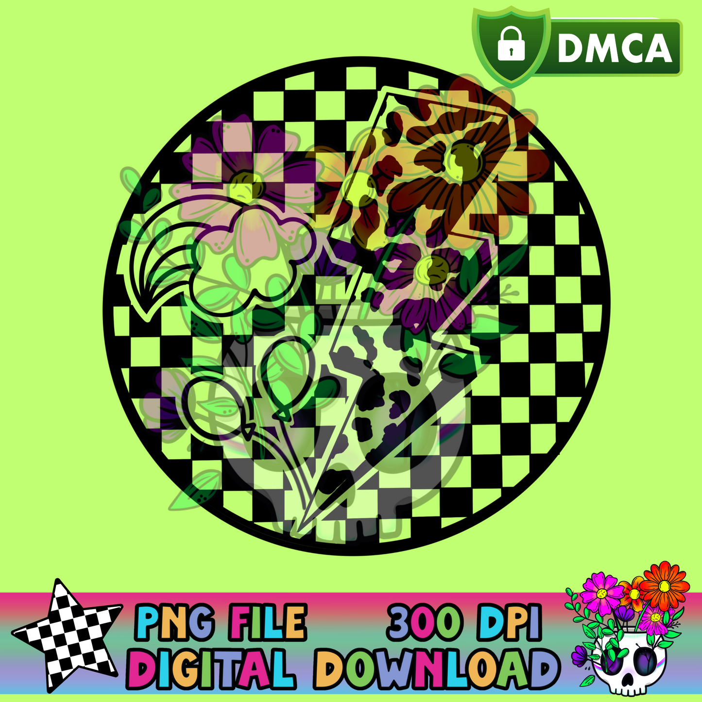 Rainbow Balloon Bolt Check Circle - PNG