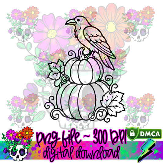 Raven Pumpkin Stack - PNG
