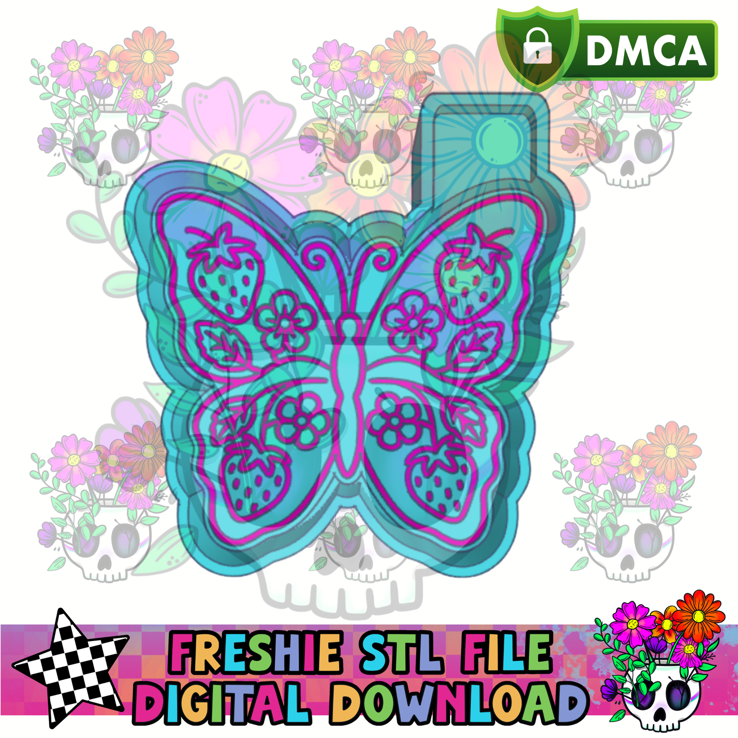 Strawberry Butterfly Mold Maker STL File
