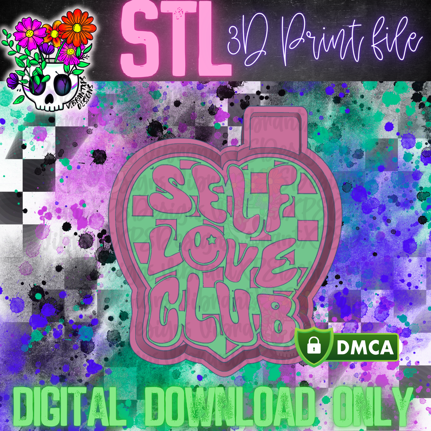 Self Love Club Checked Heart Mold Maker STL File