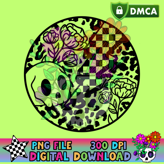 Bolt Skull Flower Circle - PNG
