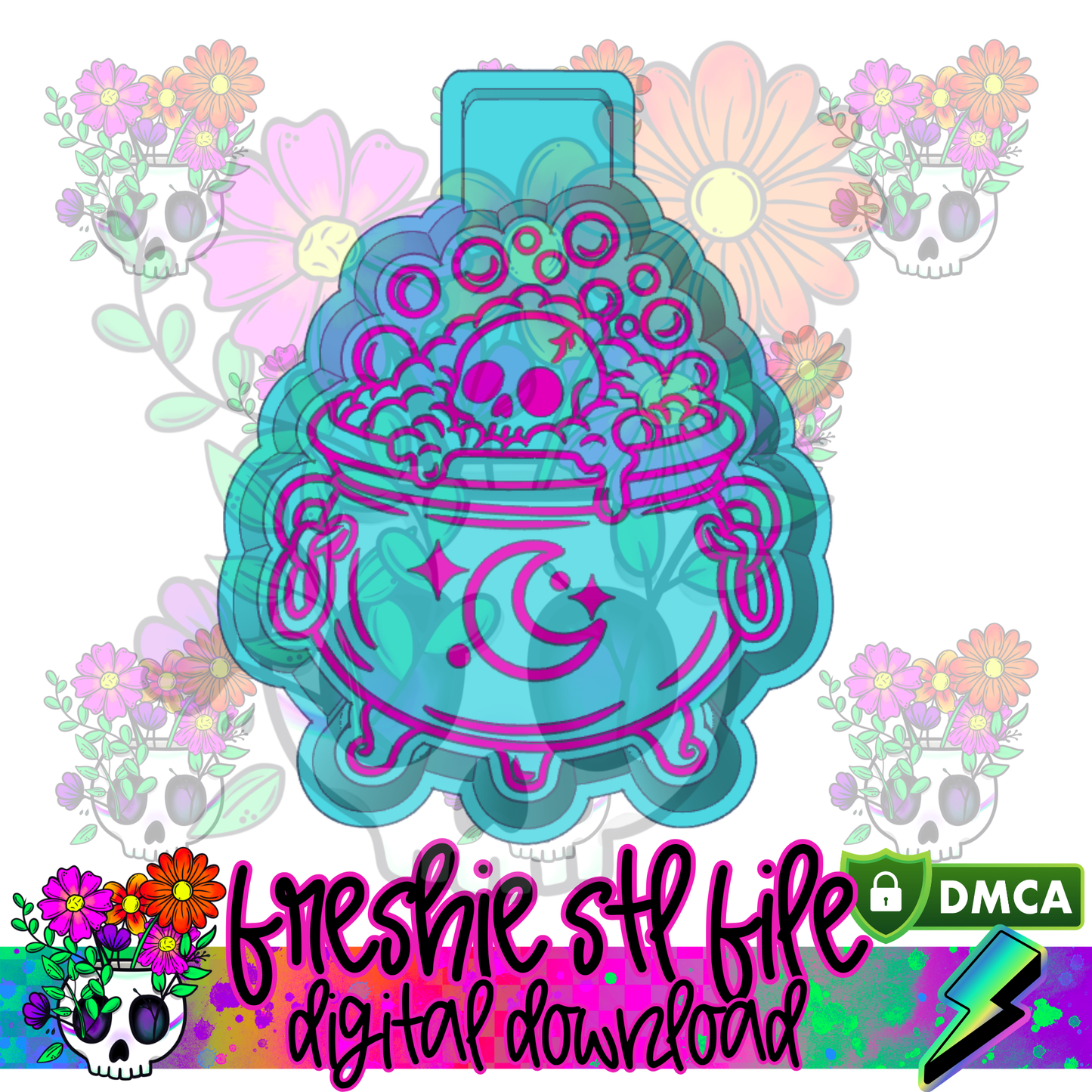 Skull Bubble Cauldron Mold Maker STL File