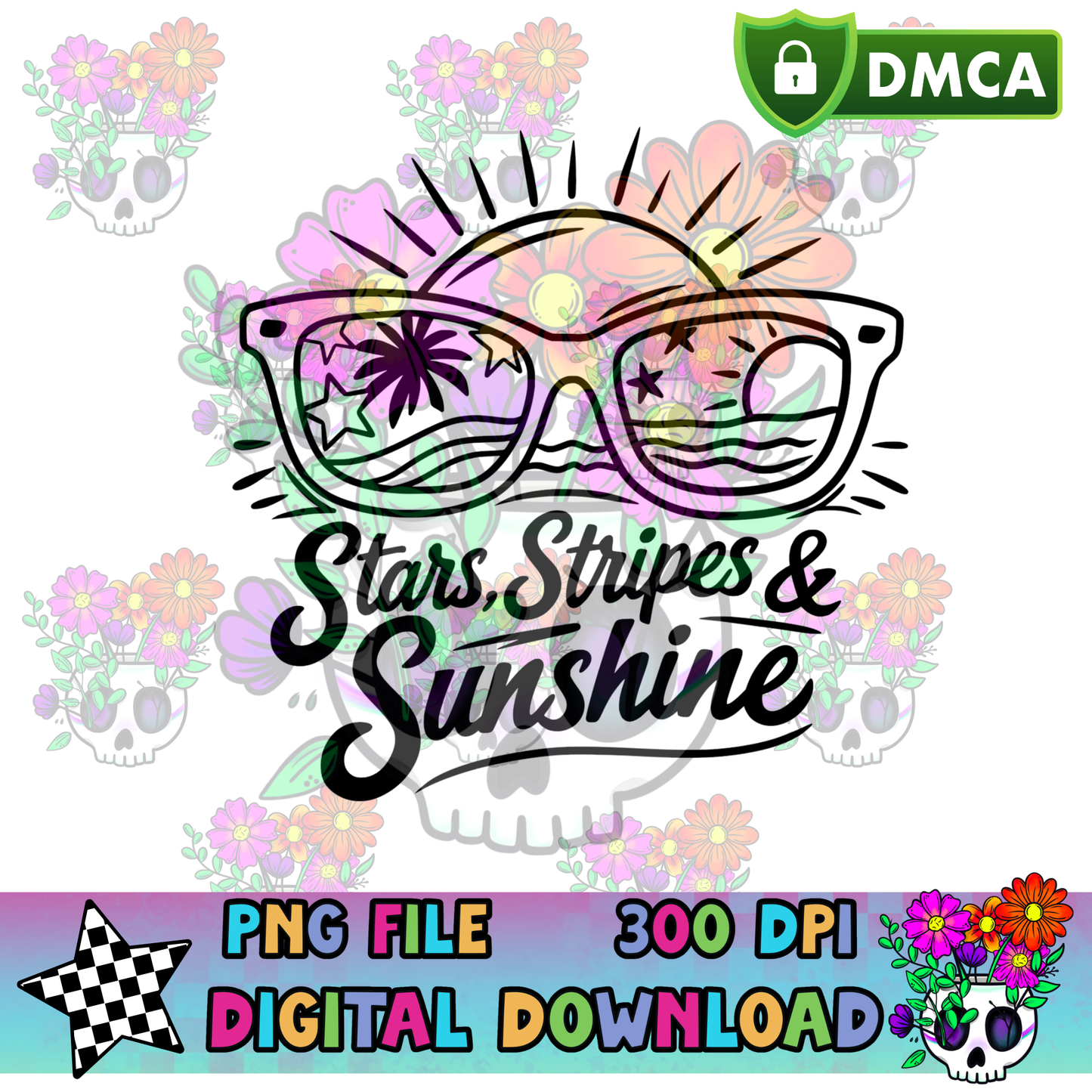 Stars Stripes Sunshine - PNG