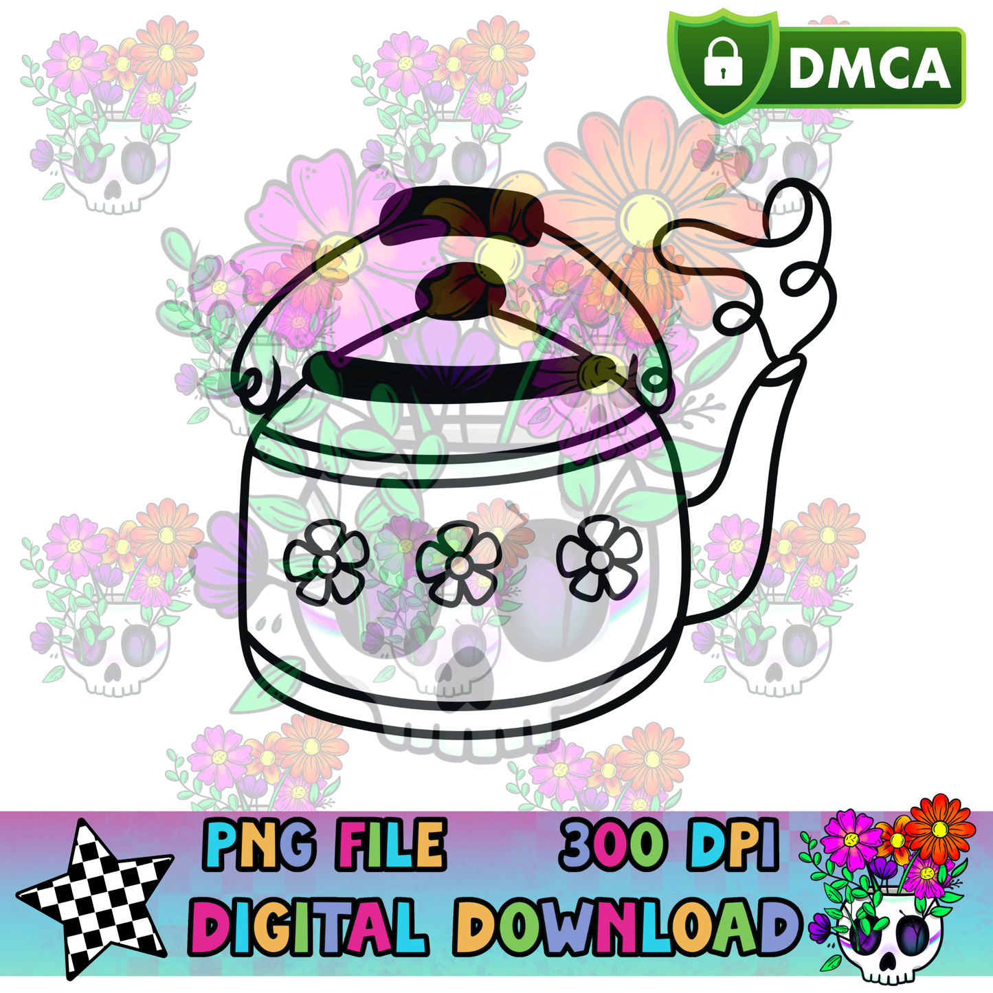 Flower Teapot - PNG