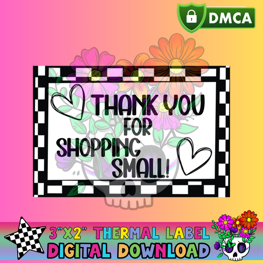 Thank You For Shopping Small Checkered – Thermal Label Digital Download