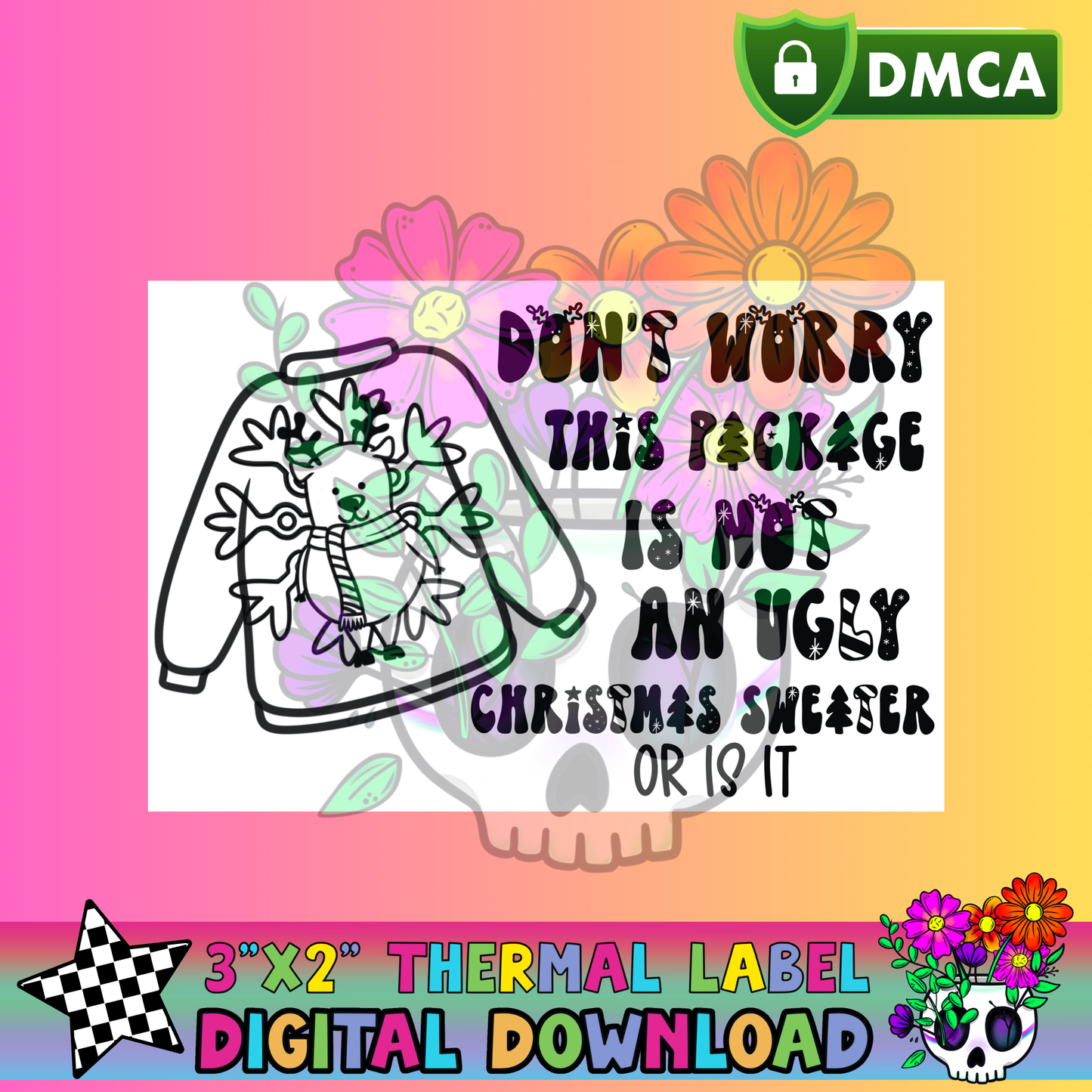Ugly Christmas Sweater – Thermal Label Digital Download
