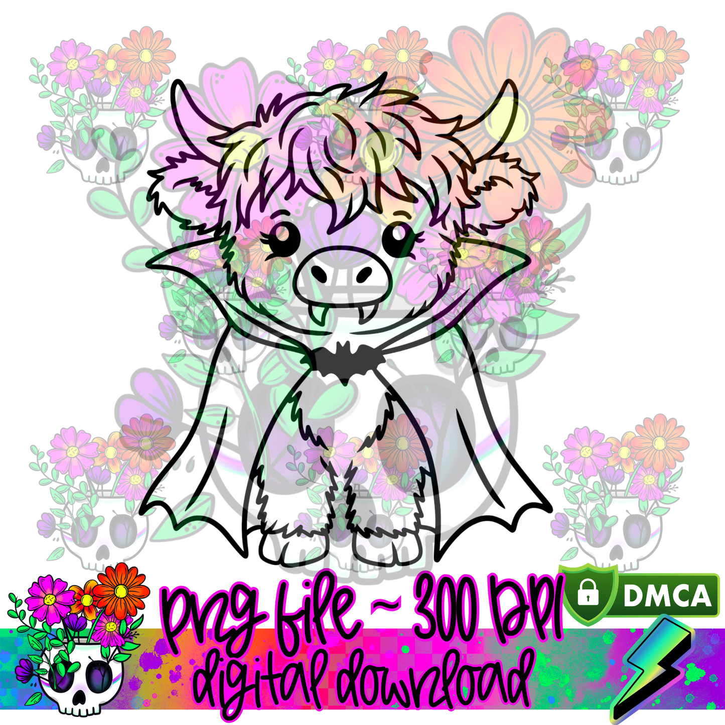 Vampire Highland Cow - PNG