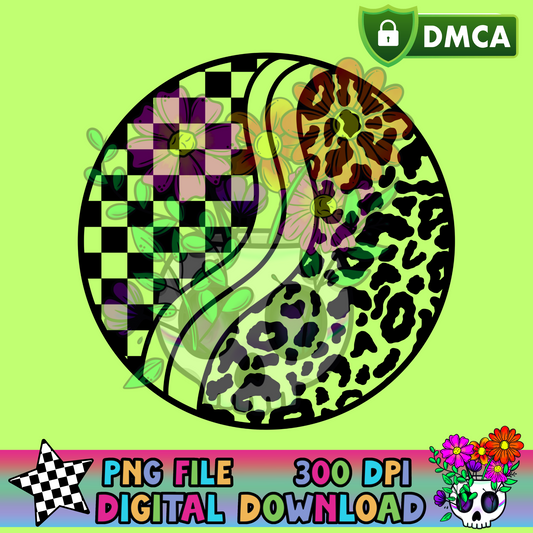 Wavy Checkered Leopard Circle - PNG