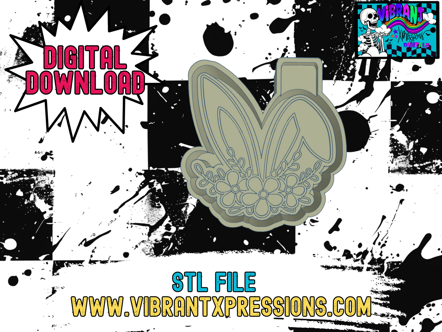 Floral Bunny Ears Mold Maker STL File