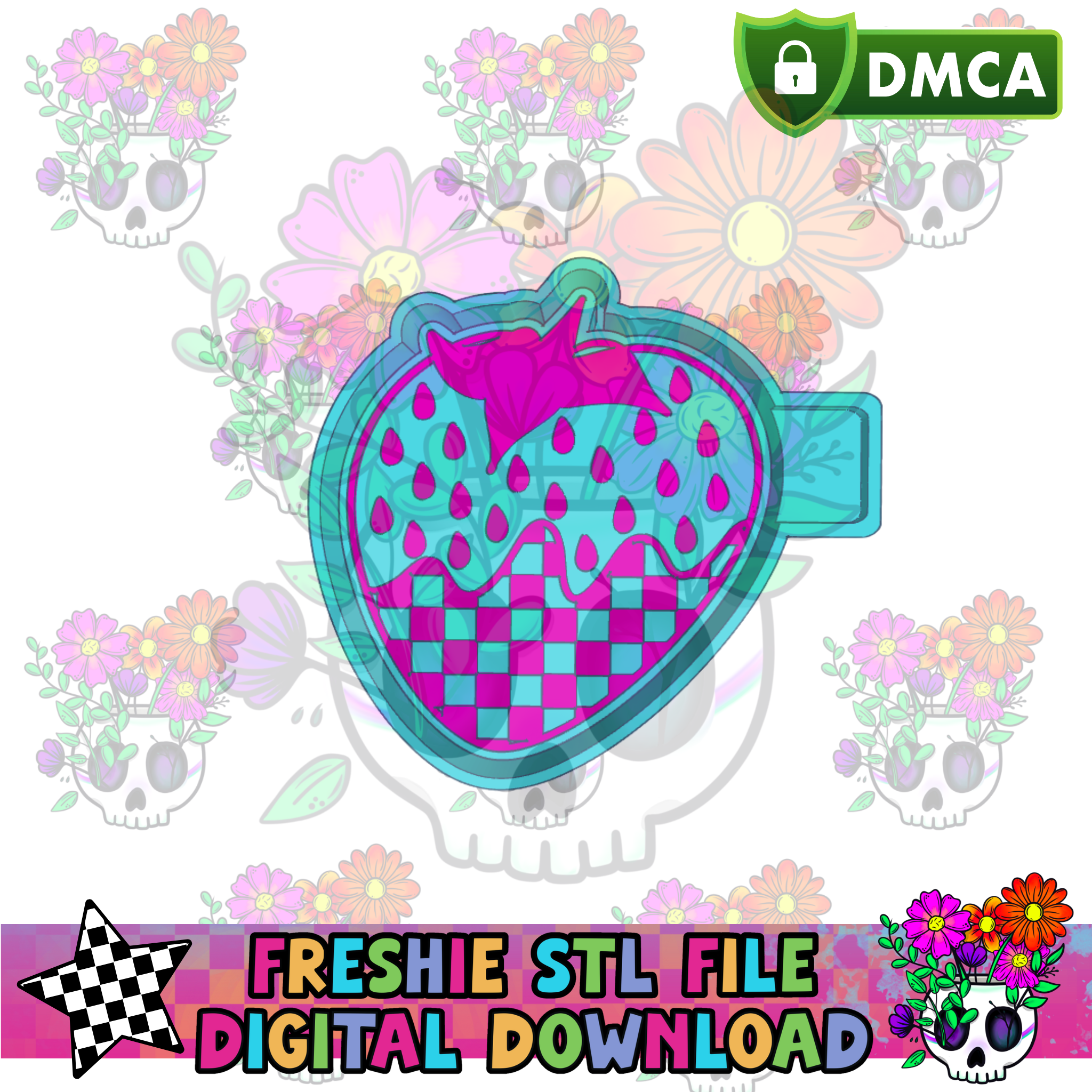 Checkered Strawberry Mold Maker STL File – VibrantXpressions