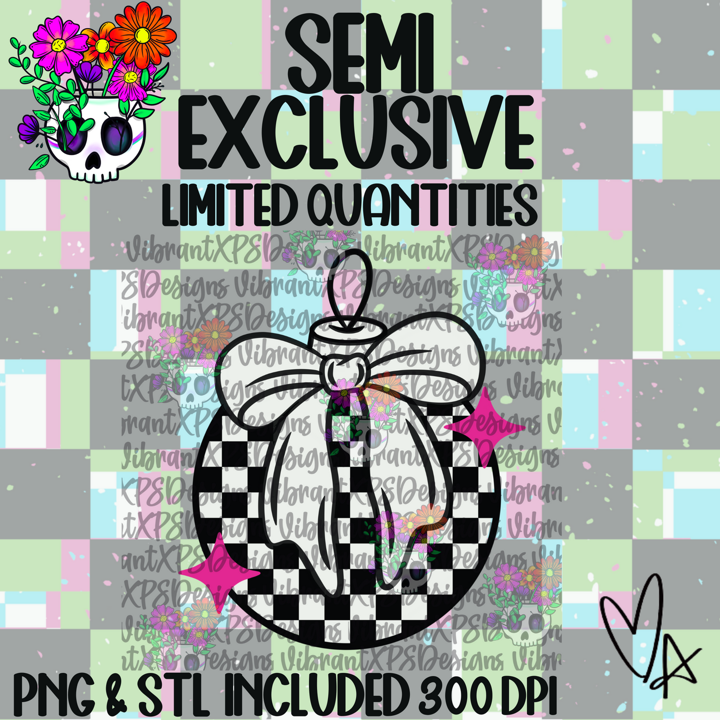 **VXP Semi Exclusive** Checkered Ornament with Bow & Stars